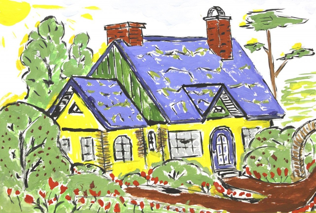 Дом моей мечты рисунок 7 класс изо. Домик рисунок. Нарисовать дом. Детские рисунки. Домик рисунок для детей.